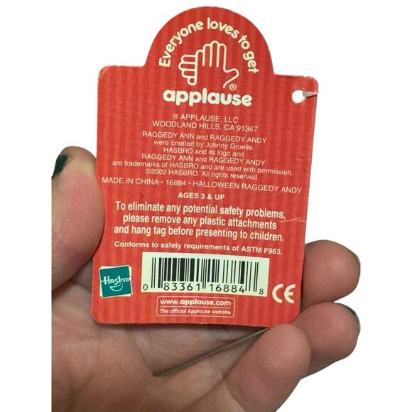 2002 Raggedy ANDY Halloween Pirate Doll - 15" Applause Hasbro Fall w/tags - Picture 8 of 9